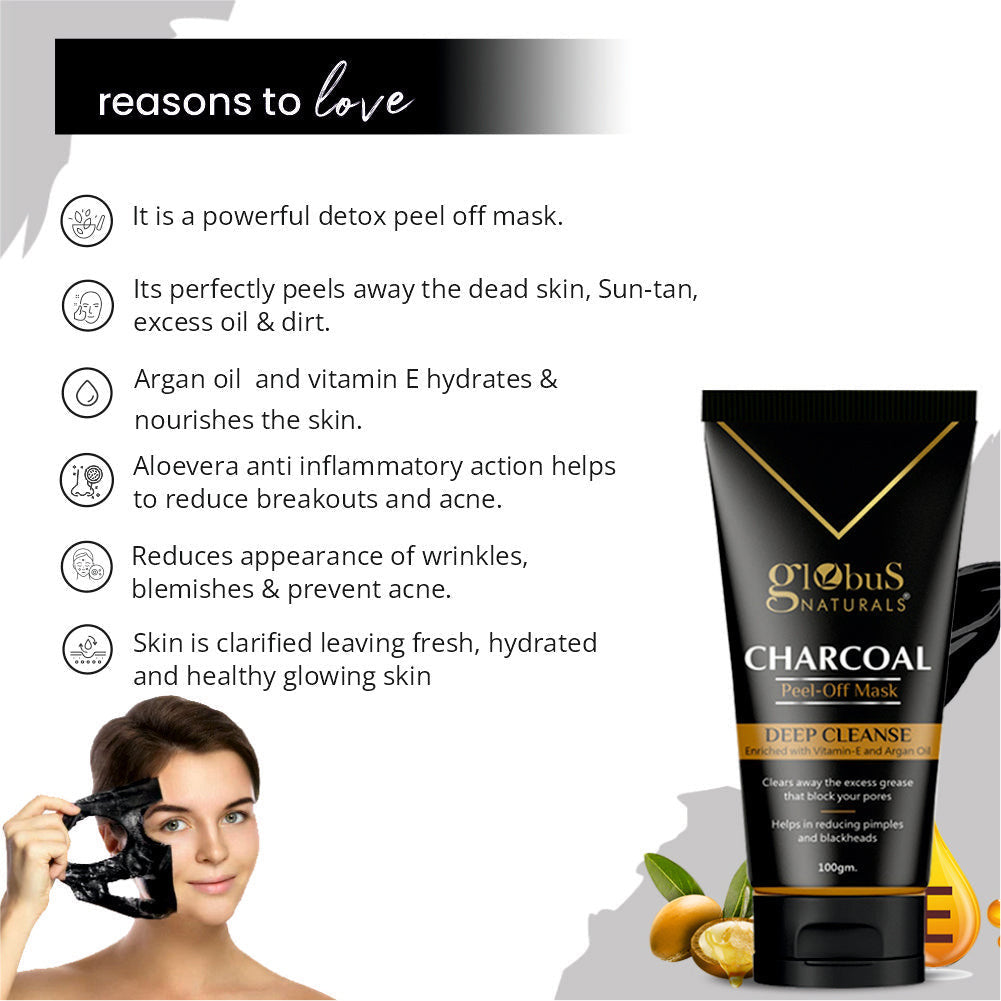 Naturals Activated Charcoal Peel Off Mask Enriched with Vitamin-E and Argan with serum