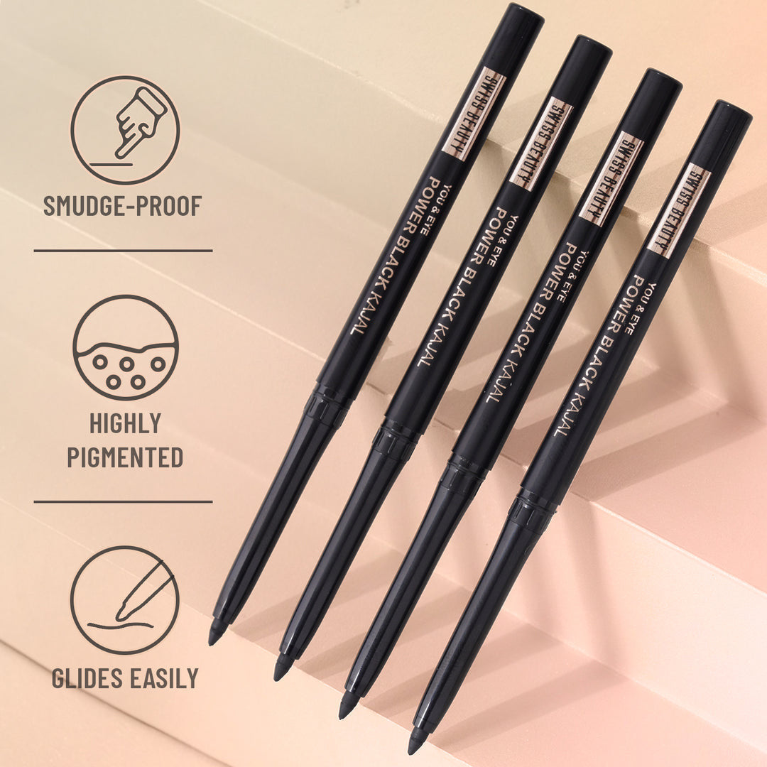 You & Eye Power Black Kajal |
Waterproof & Smudge-Proof | 24
Hour Stay Matte Finish Black
Kajal
