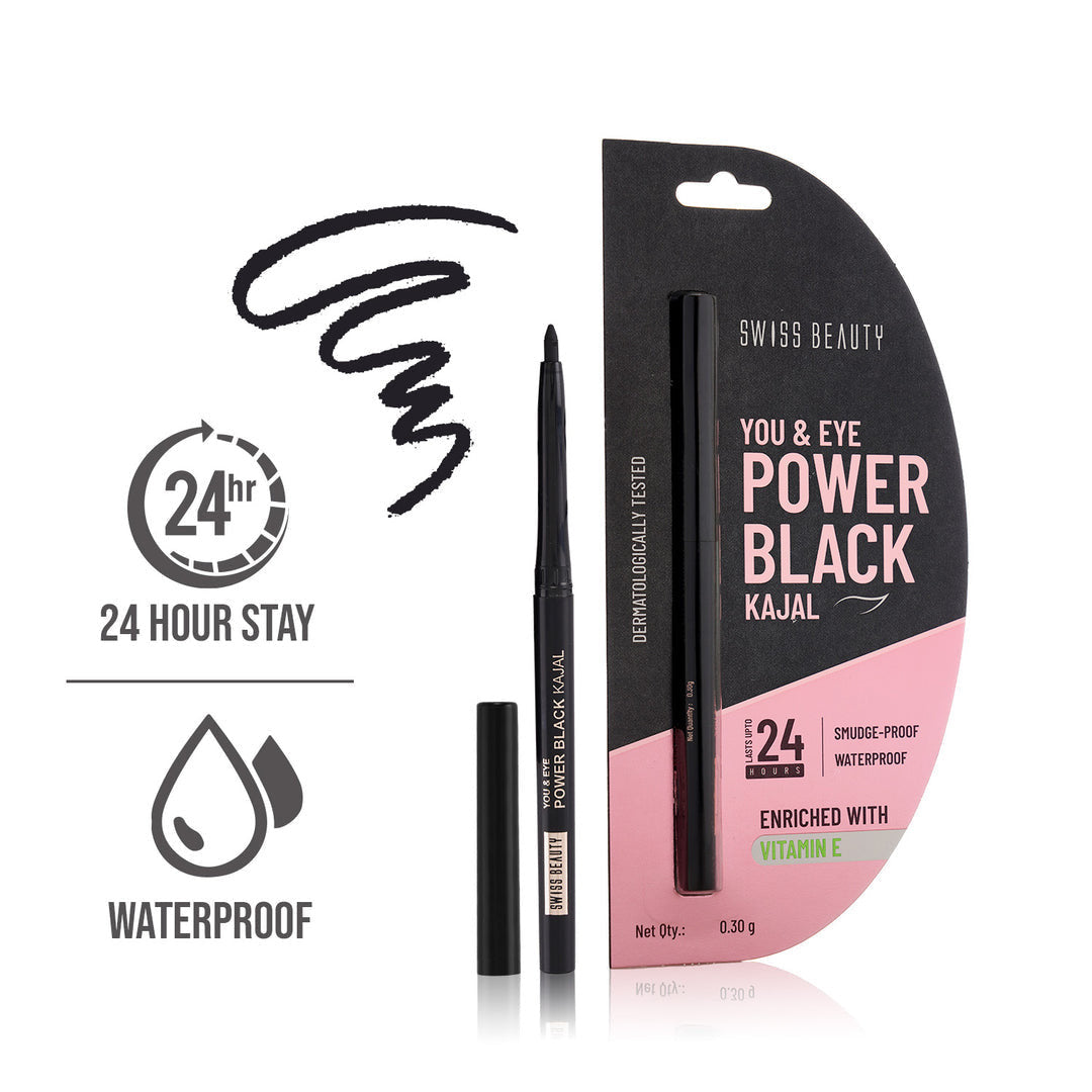 You & Eye Power Black Kajal |
Waterproof & Smudge-Proof | 24
Hour Stay Matte Finish Black
Kajal